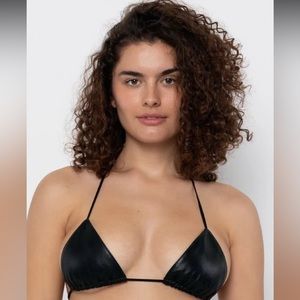 Beach bunny faux leather/shimmer bikini top